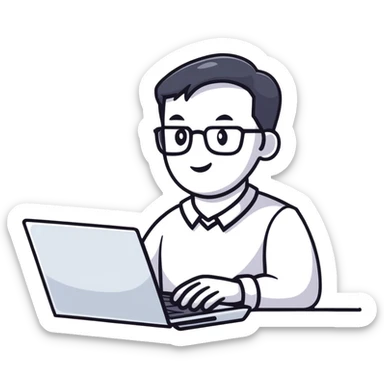 male teacher holding a laptop, teaching online sticker