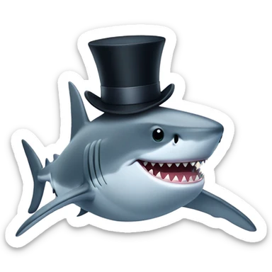Shark with a top hat sticker