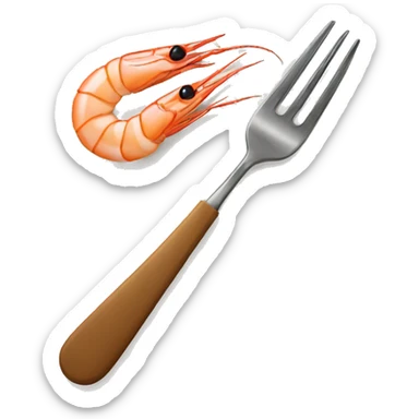 A fork with a shrimp sticker