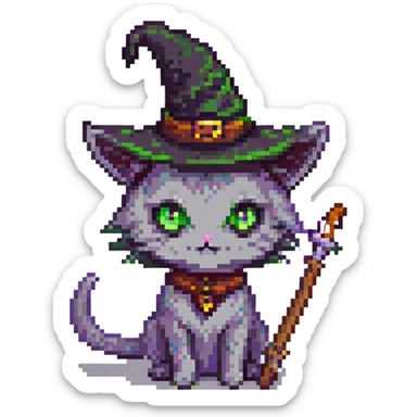 purple witch cat sticker