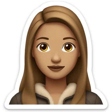 beautiful woman, straight long light brown hair, brown eyes with ugg sticker