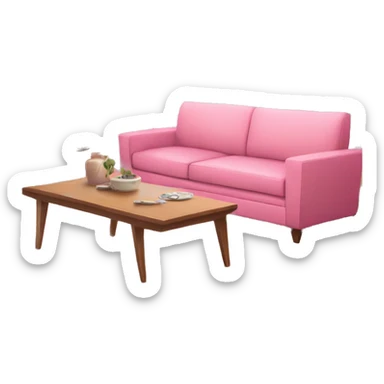 Pink pretty Living room, pink sofa, pink televison , pink dinner table sticker