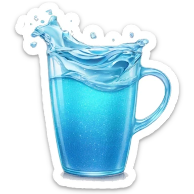 Cup of water poured into a beautiful glittery glass  sticker