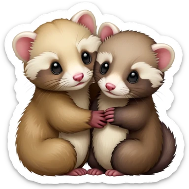 Ferret couple hugging each other  sticker