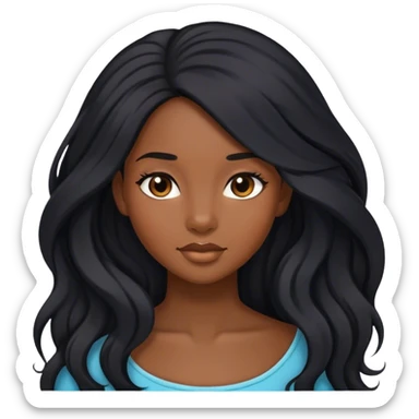 Black girl with long beautiful black hear  sticker