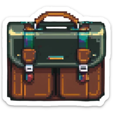 business briefcase with corporate documents sticker