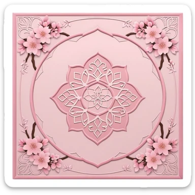 islamic prayer mat soft pink with cherry blossom design  sticker
