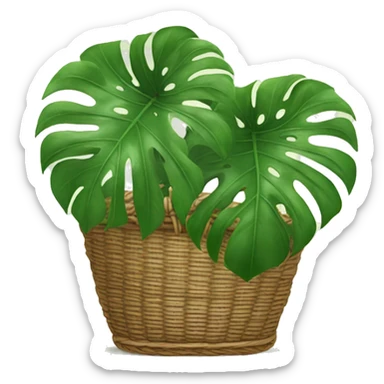 Monstera in wicker basket sticker