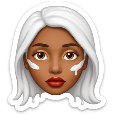 brown skinned woman lips with white paint sticker