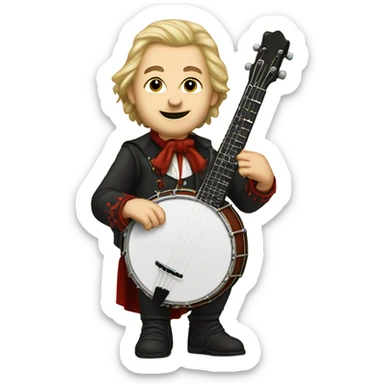 Wolfgang Mozart chibi standing young 5-string banjo sticker