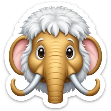 cute white mammoth head with big eyes sticker