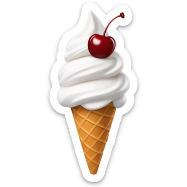 soft serve ice cream in a cone with a double cherry on top sticker