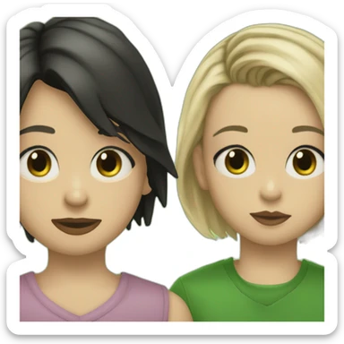 Girl with brown eyes and black pixi haircut kisses boy with kurt cobain haircut and green eyes sticker