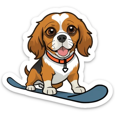 Cavalier king charles spaniel on ski sticker