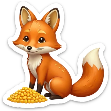fox pooping corn sticker