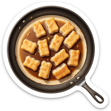 fried lard on pan sticker