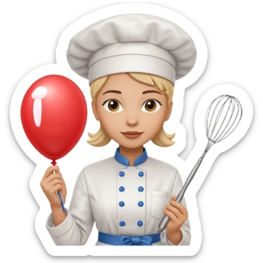 woman chef with a balloon whisk sticker