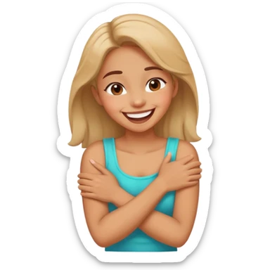 Arms crossed holding neck laughing girl sticker
