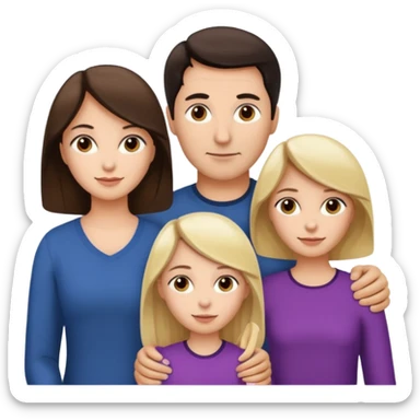 Familia : Hombre pelo oscuro, Mujer pelo cafe, hija mayor pelo mono , hija menor pelo oscuro. sticker