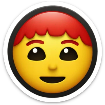 a black and red rectangle with a medium-sized yellow circle in the middle sticker