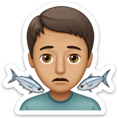 una persona con cara de anchoa preocupado con cara de anchoa el pez anchoa sticker
