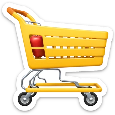Yellow shopping cart emoji.
Keep the original cart shape.
Flat, simple, Apple-style.
No extra details, transparent background. sticker