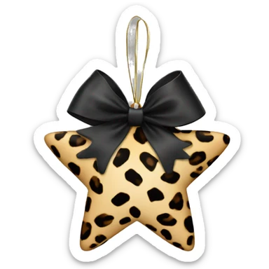 christmas decoration star leopard print with black bow sticker