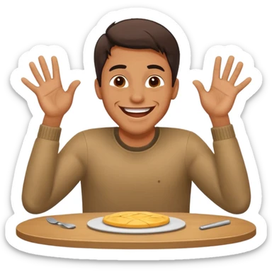 A man is laughing and banging with both hands on the table in front of him sticker