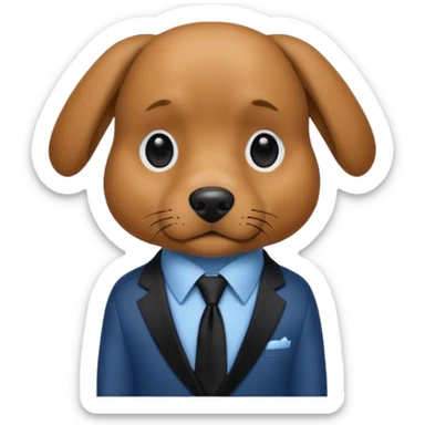 brown dog with black tie,blue shirt sticker
