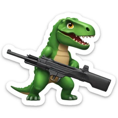 Dinasour with a gun sticker