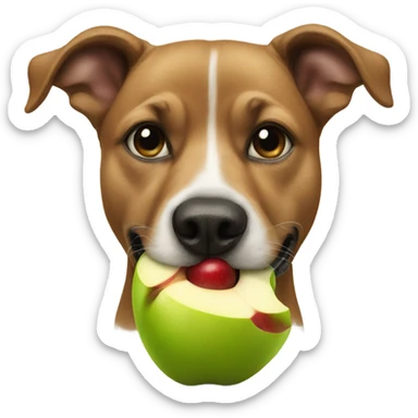 Dog eating apple sticker