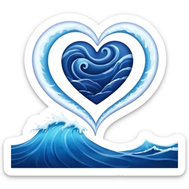 dark blue heart with sea waves sticker