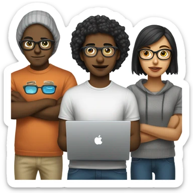 a group of white nerdy programmers sticker