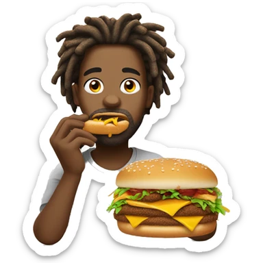 Man with dreadlocks eating McDonald’s sticker