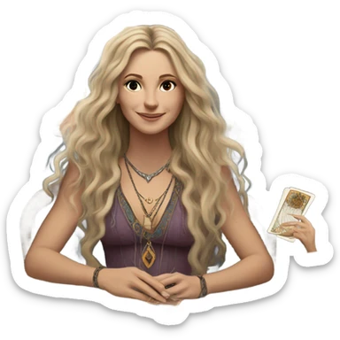 fortune teller white woman with cards sticker