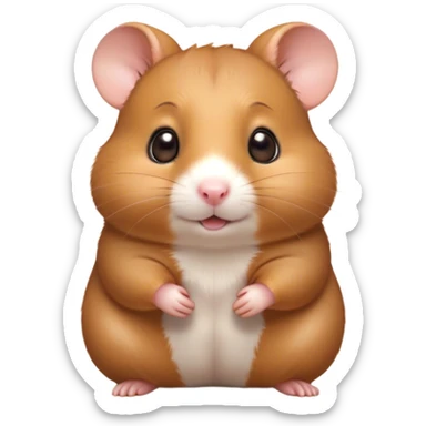Cinematic Cute Brown Hamster Portrait Emoji, Head tilted playfully and inquisitively, featuring a glossy, rich brown coat with a delicate sheen, round, sparkling dark eyes filled with curiosity, Simplified yet irresistibly adorable features, highly detailed, glowing with a warm, friendly glow, high shine, affectionate and lively, stylized with a touch of whimsy, bright and endearing, soft glowing outline, capturing the essence of a mischievous yet loving hamster, so playful it feels like it could dash out of the screen and into your arms! sticker
