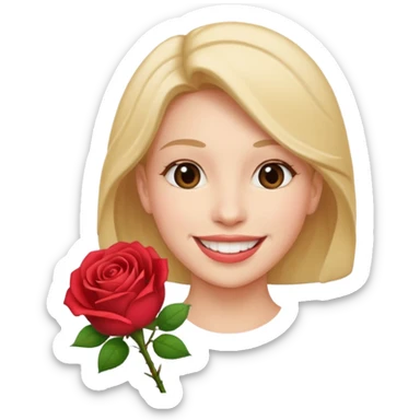 Smile with rose in mouth sticker