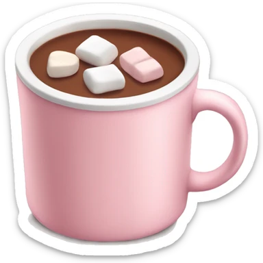 Light Pink mug of hot chocolate with marshmallows  sticker