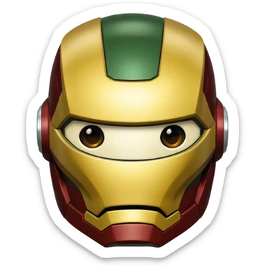 Deep brown and deep green and cream yellow Iron man helmet sticker