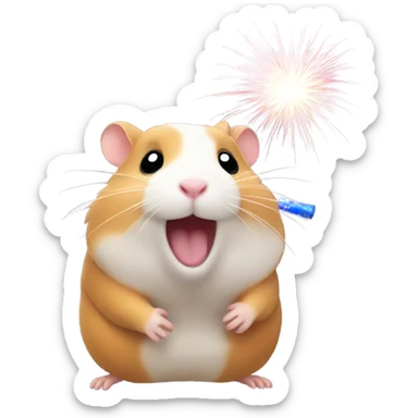 Hamster with fireworks sticker