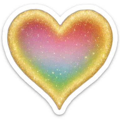 sparkly glittery shiny heart rainbow sticker