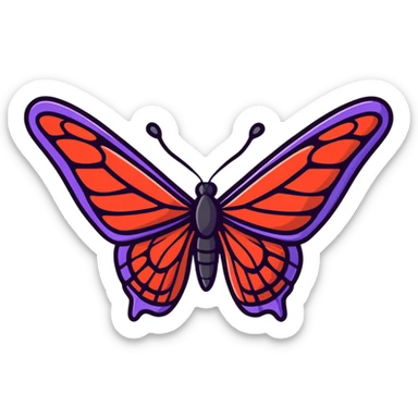 butterfly, with black red and dark purple detailed wings sticker