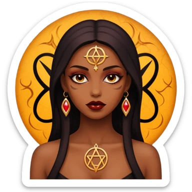Dark oil traced over woman’s skin forming occult symbols, sensual devotion sticker