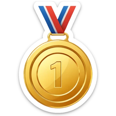 gold medal with a 1 inside sticker