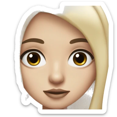 white girl with straight black hair big eyes lips and eyelashes sticker