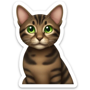 all brown and black tabby cat with green eyes sticker