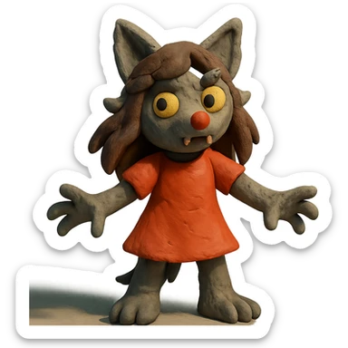 claymation style werewolf girl sticker