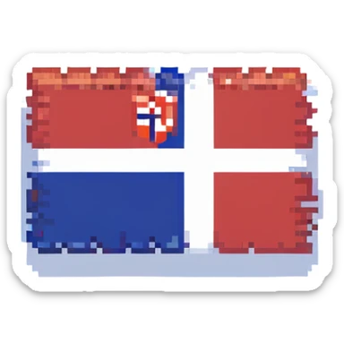 Make the flag of Norway larger, with a bold and clear rectangular shape. Emphasize the red, white, and blue colors in a minimal pixel art style, with no background. sticker