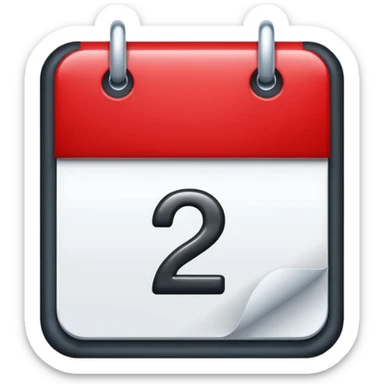 calendar with number 2 red top sticker