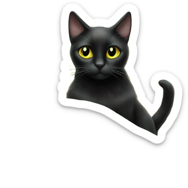 Black cat with yellow/green eyes sitting next to corn on the con sticker